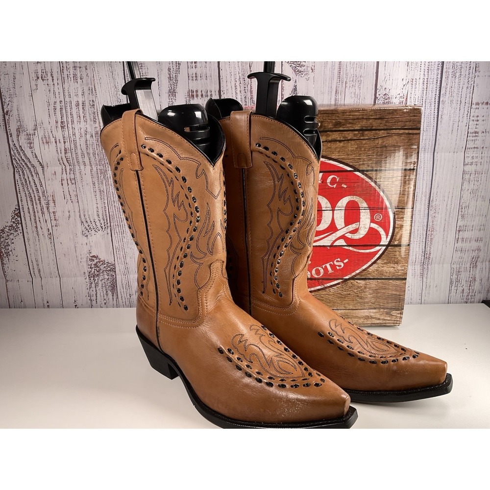 Laredo Laramie Tan Leather Western Cowboy Boots Mens 13 E2 Wide 68452